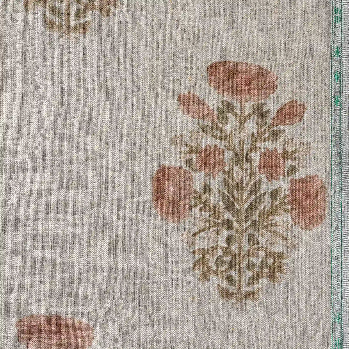 A Pressed Petal Natural & Blush Pink Linen Fabric
