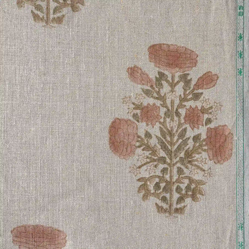 A Pressed Petal Natural & Blush Pink Linen Fabric