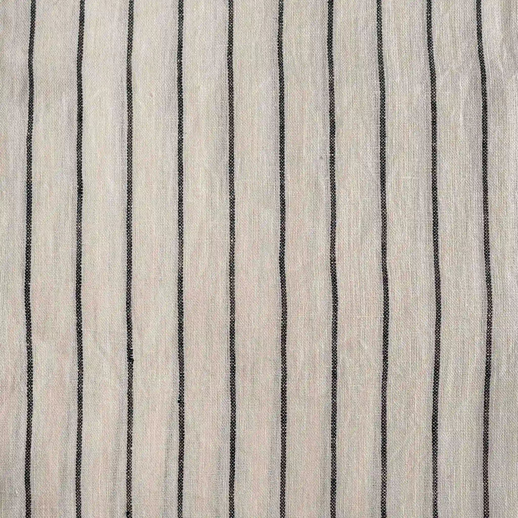 Striped Linen White & Black Fabric
