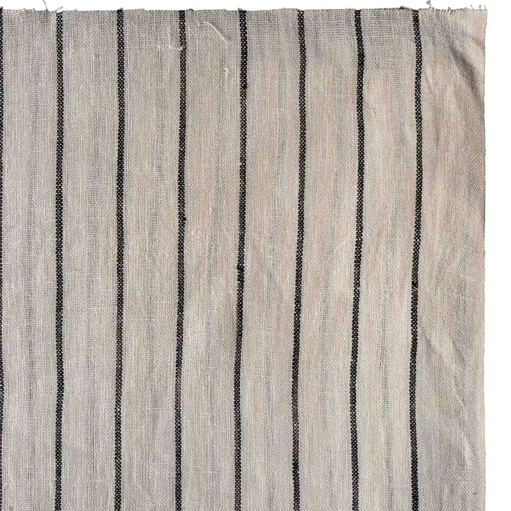 Striped Linen White & Black Fabric
