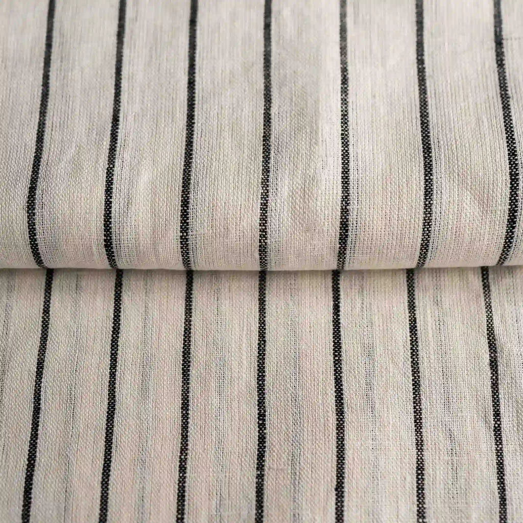Striped Linen White & Black Fabric