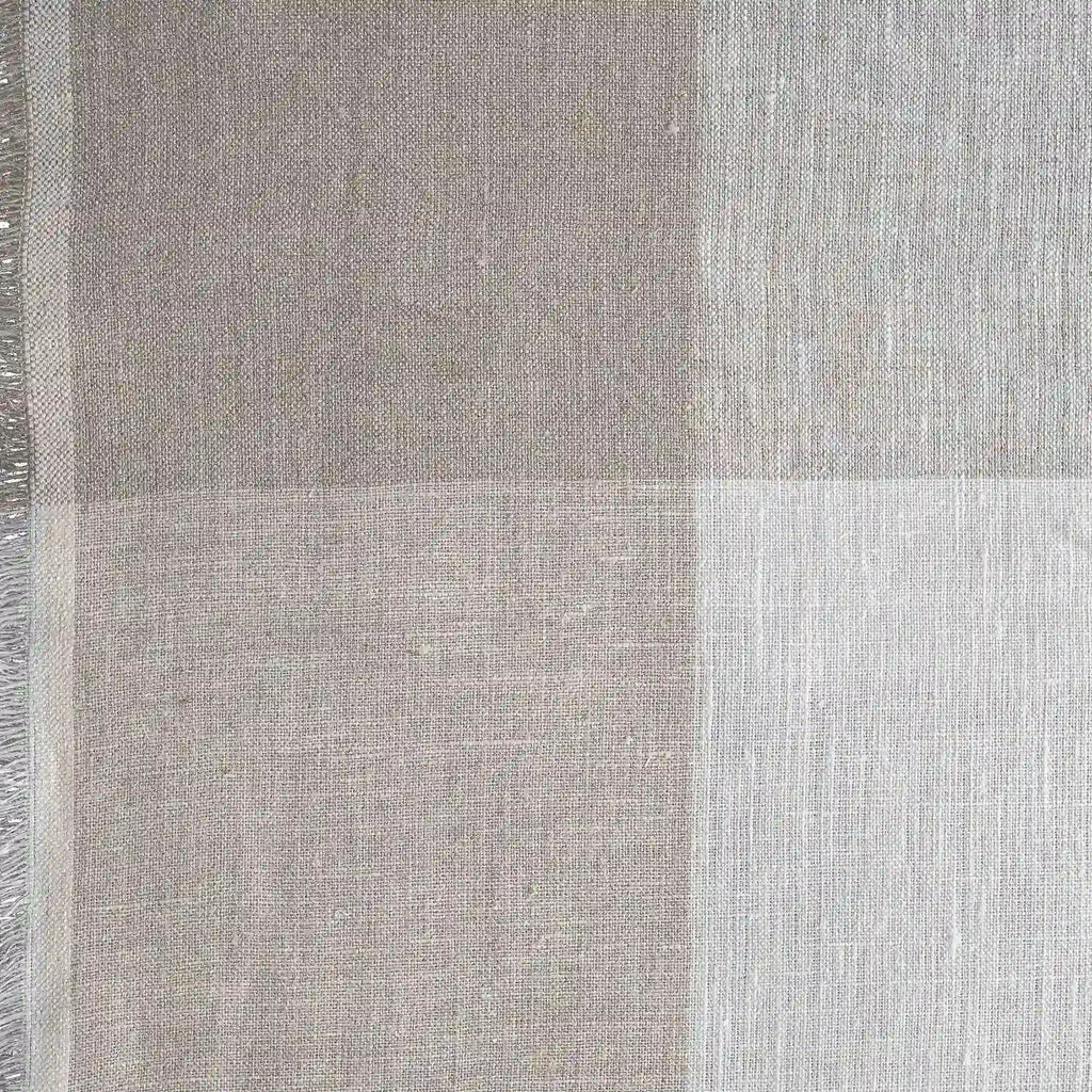 Hazel White & Light Beige Linen Fabric