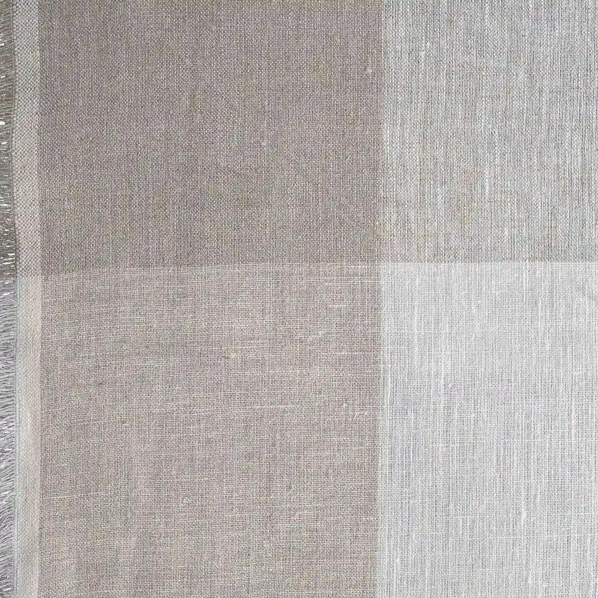 Hazel White & Light Beige Linen Fabric