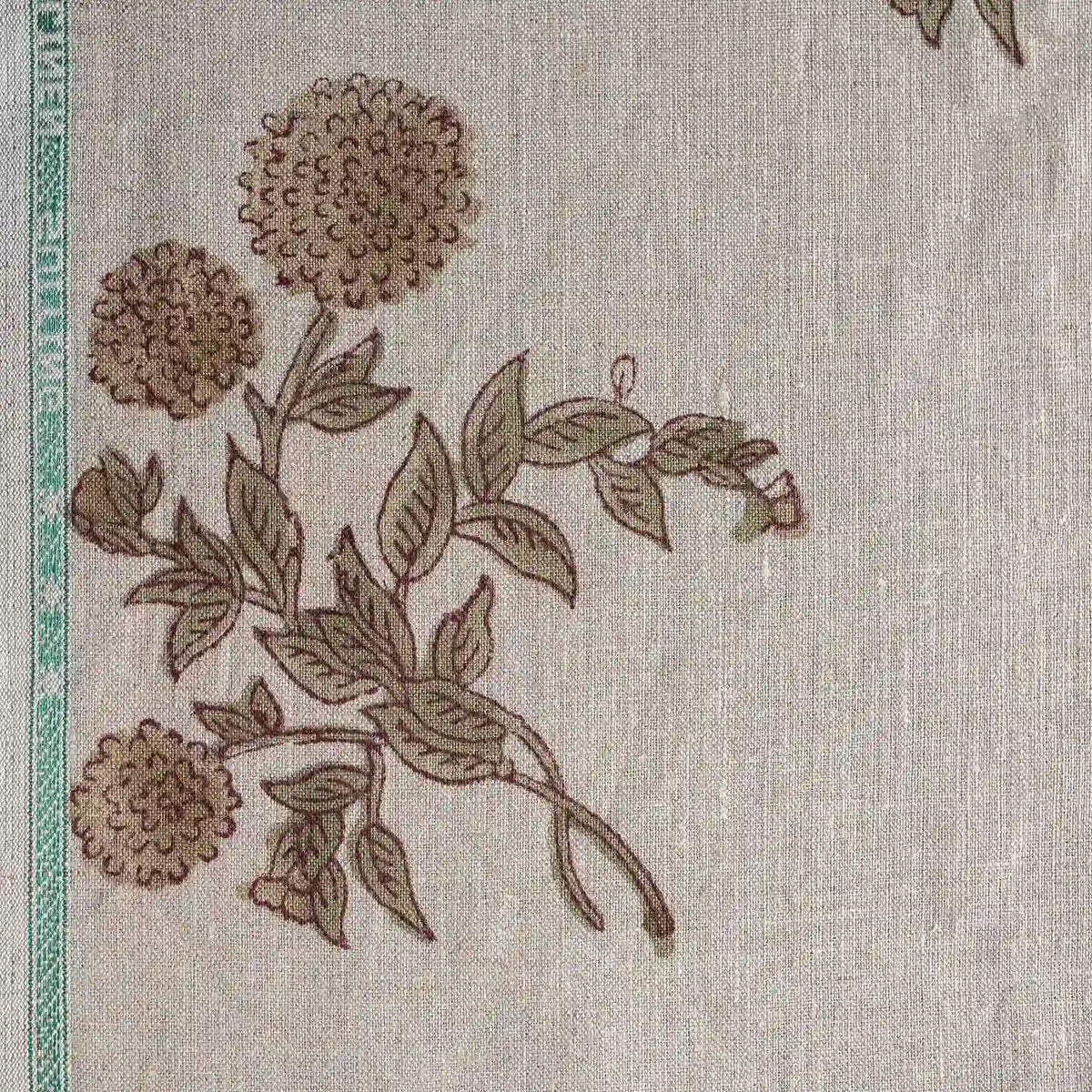 Garden Archive Natural & Sage Green Linen Fabric
