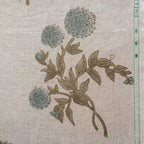 Garden Archive Natural & Ice Blue Linen Fabric