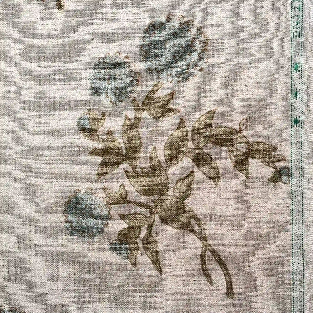 Garden Archive Natural & Ice Blue Linen Fabric