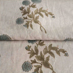 Garden Archive Natural & Ice Blue Linen Fabric