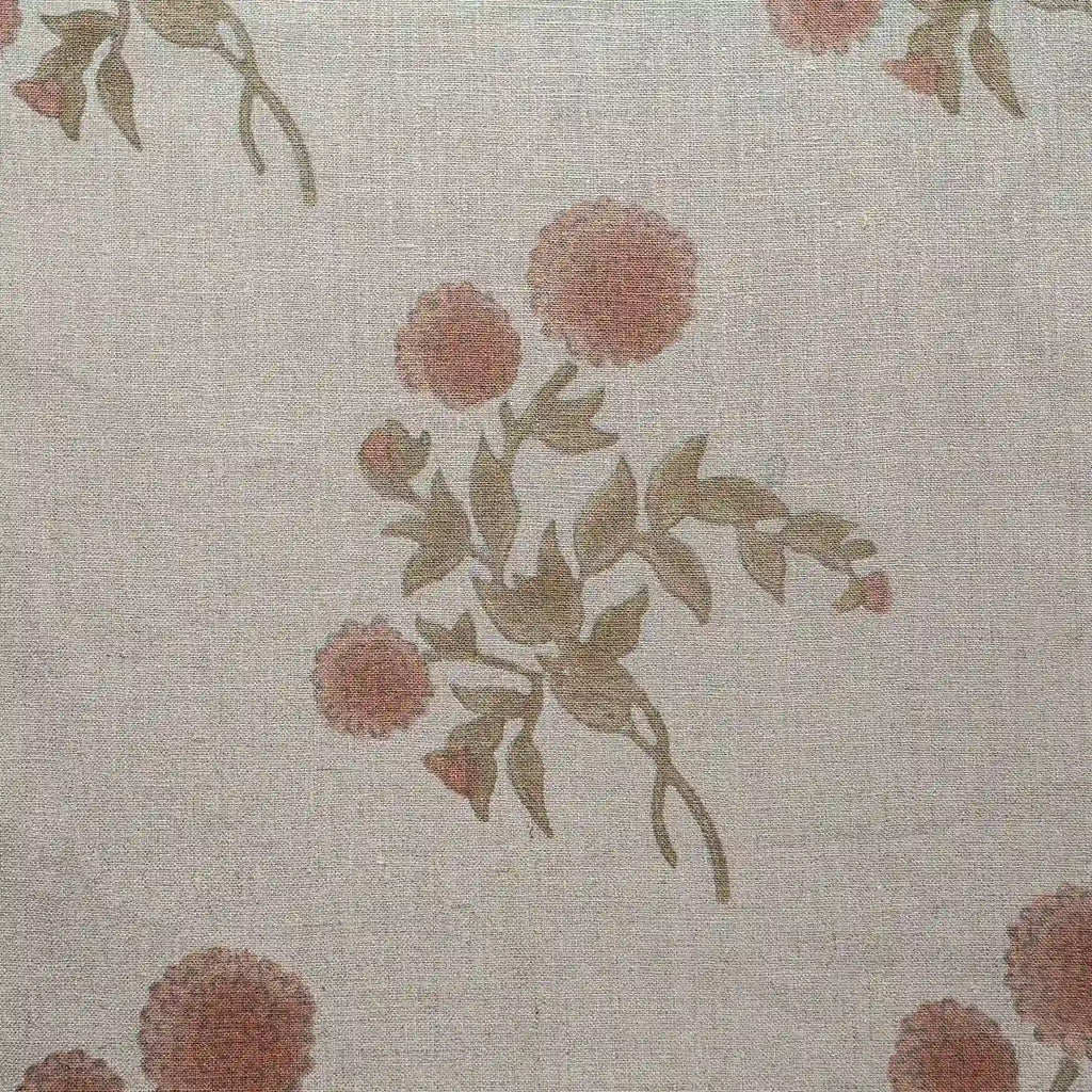 Garden Archive Natural & Blush Pink Linen Fabric