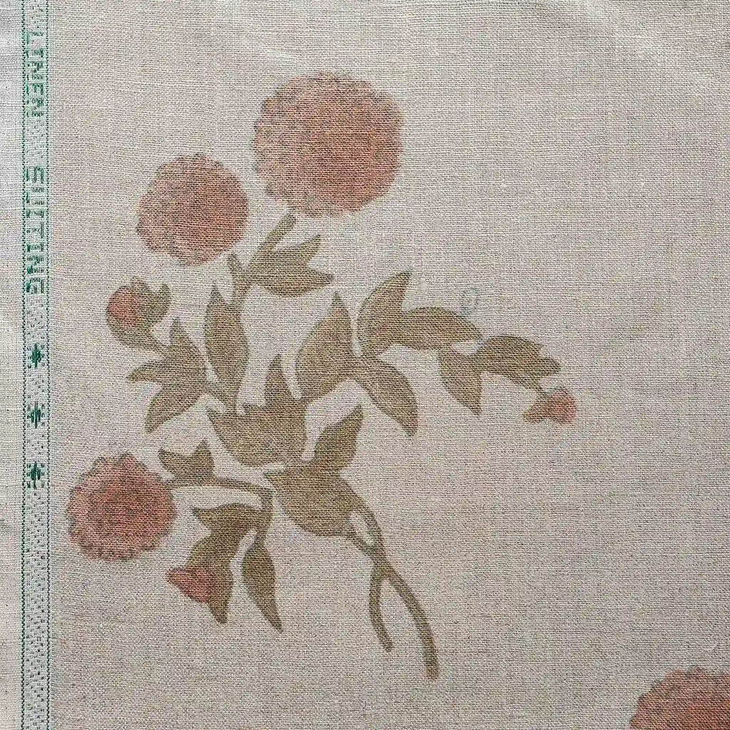 Garden Archive Natural & Blush Pink Linen Fabric