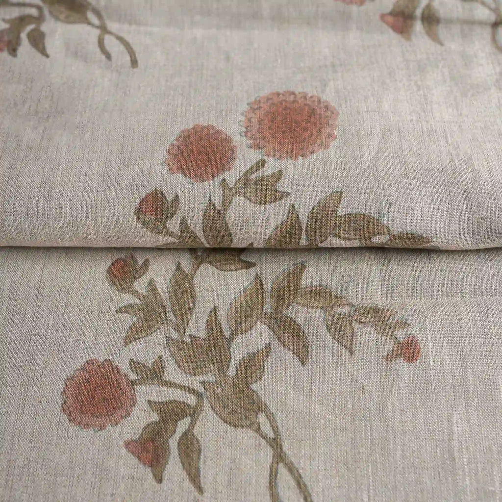 Garden Archive Natural & Blush Pink Linen Fabric