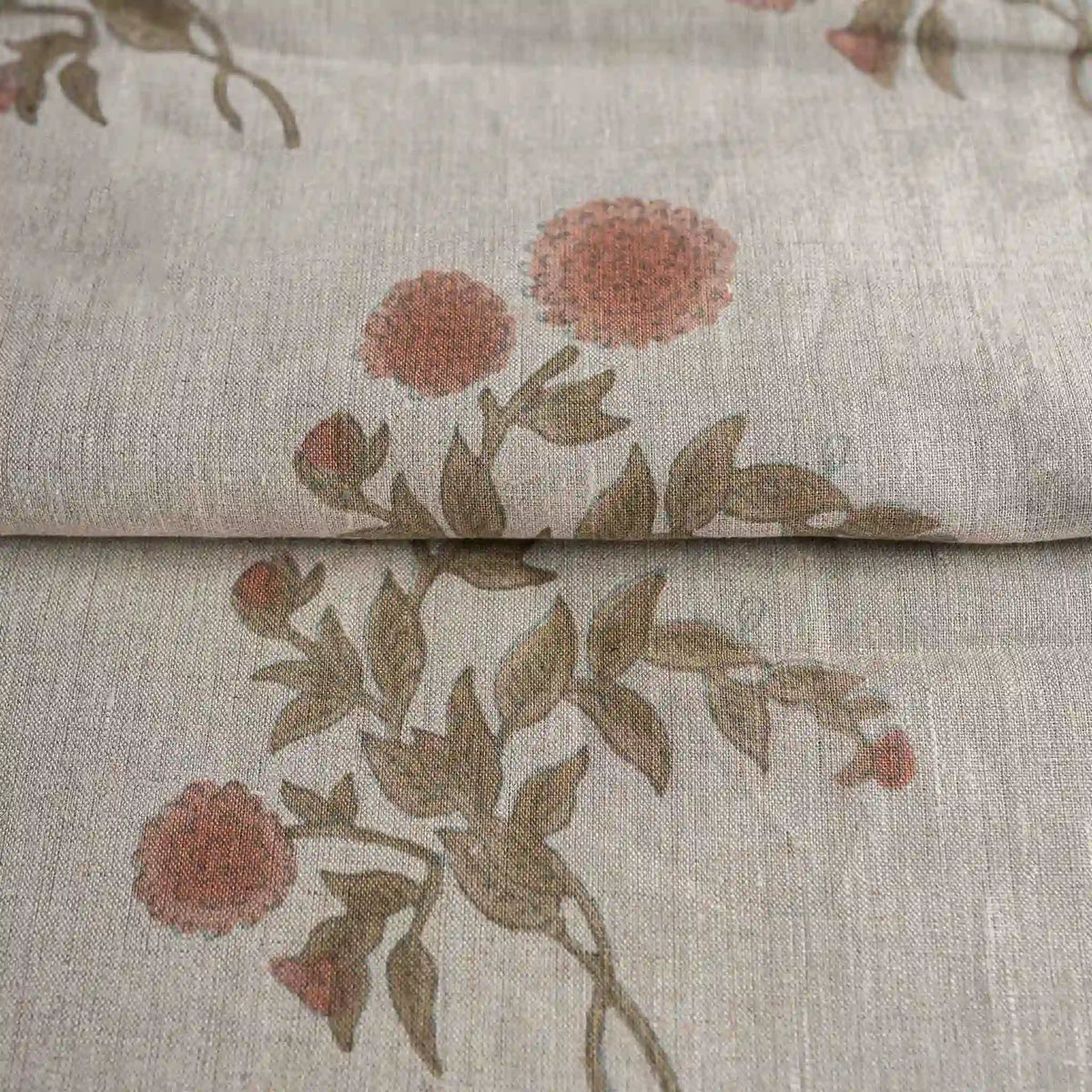 Garden Archive Natural & Blush Pink Linen Fabric