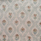 Orchard House Natural & Ice Blue Linen Fabric