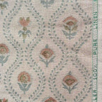 Orchard House Natural & Ice Blue Linen Fabric