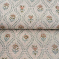 Orchard House Natural & Ice Blue Linen Fabric