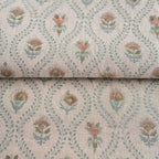 Orchard House Natural & Ice Blue Linen Fabric