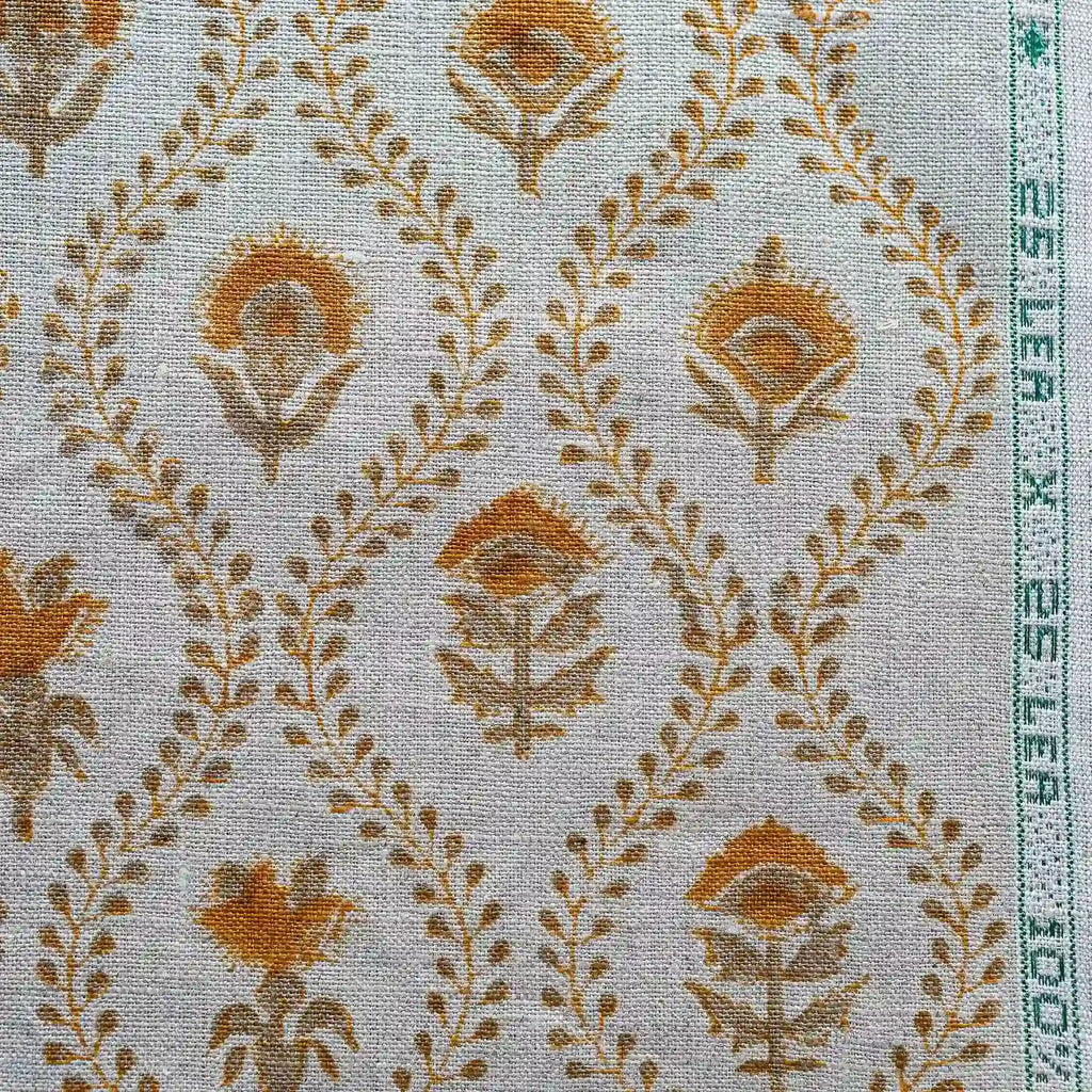 Orchard House Natural & Mustard Linen Fabric