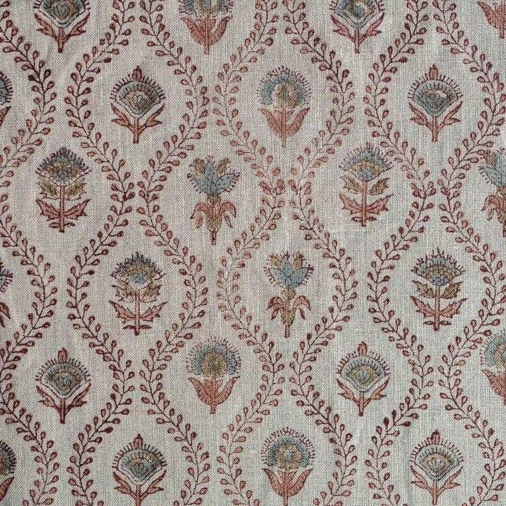 Orchard House Natural & Blush Pink Linen Fabric