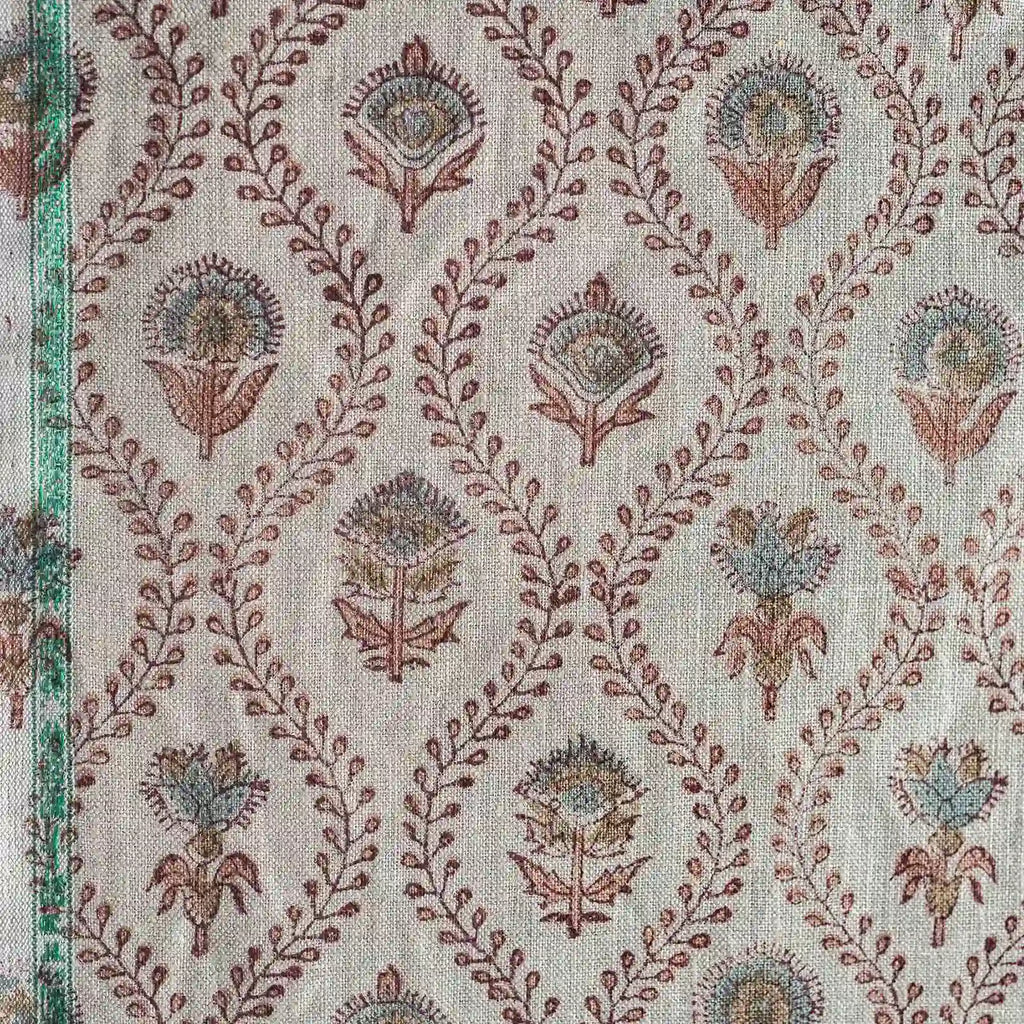 Orchard House Natural & Blush Pink Linen Fabric