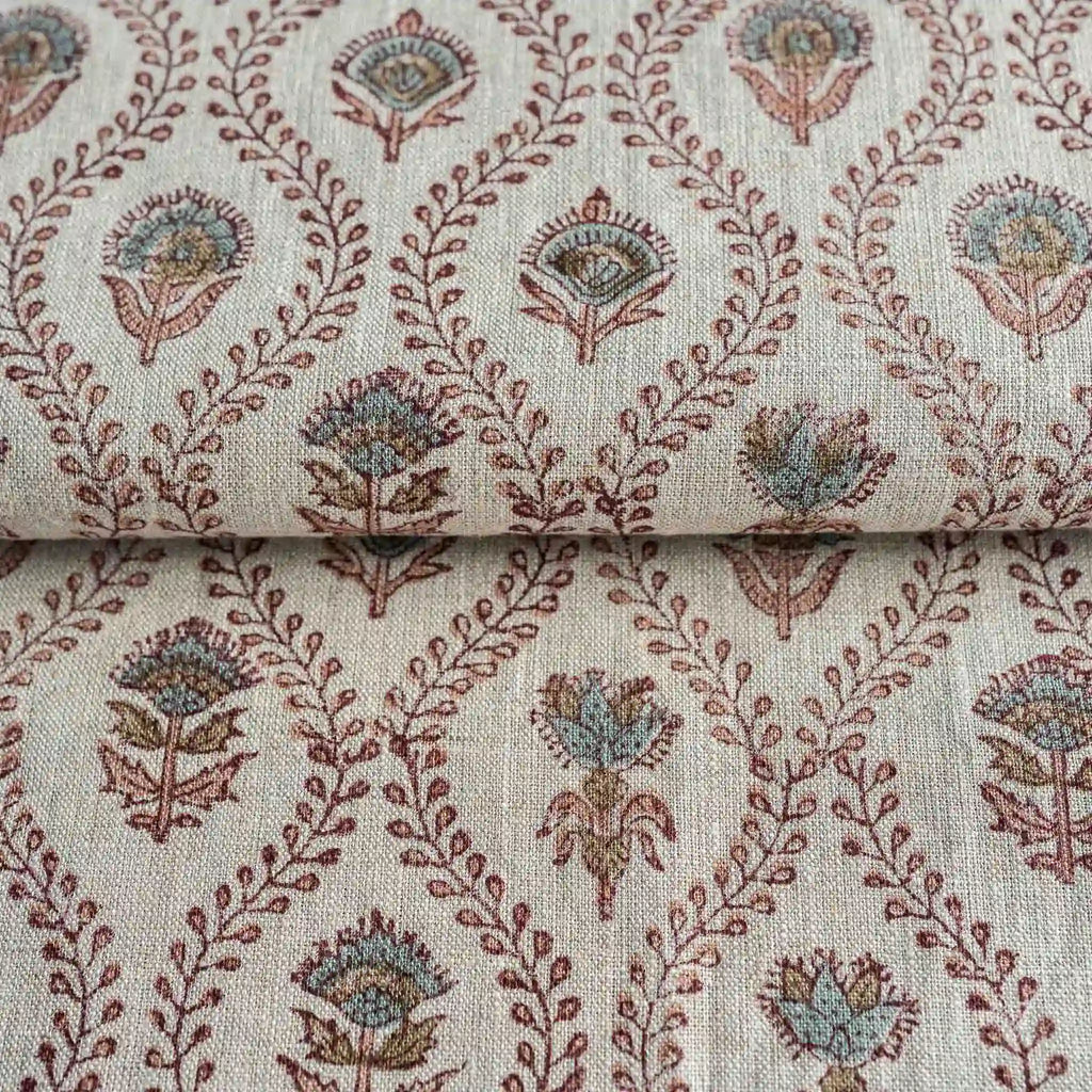 Orchard House Natural & Blush Pink Linen Fabric