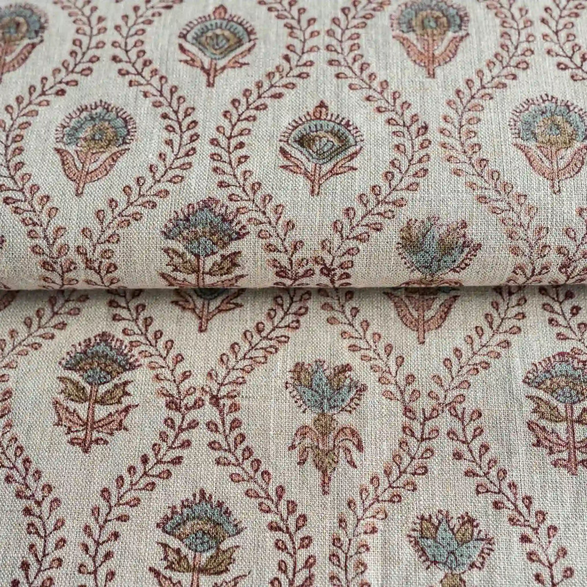 Orchard House Natural & Blush Pink Linen Fabric