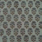 Blooming Petals Natural & Ice Blue Linen Fabric