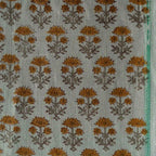 Blooming Petals Natural & Mustard Linen Fabric