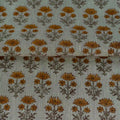 Blooming Petals Natural & Mustard Linen Fabric