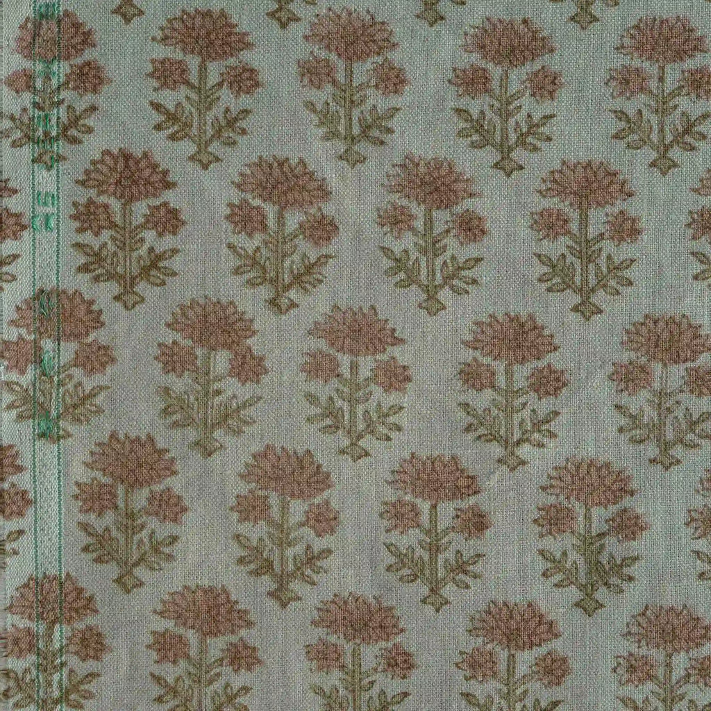 Blooming Petals Natural & Blush Pink Linen Fabric