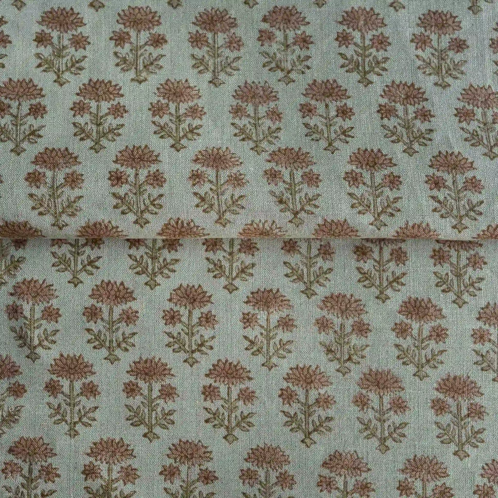 Blooming Petals Natural & Blush Pink Linen Fabric