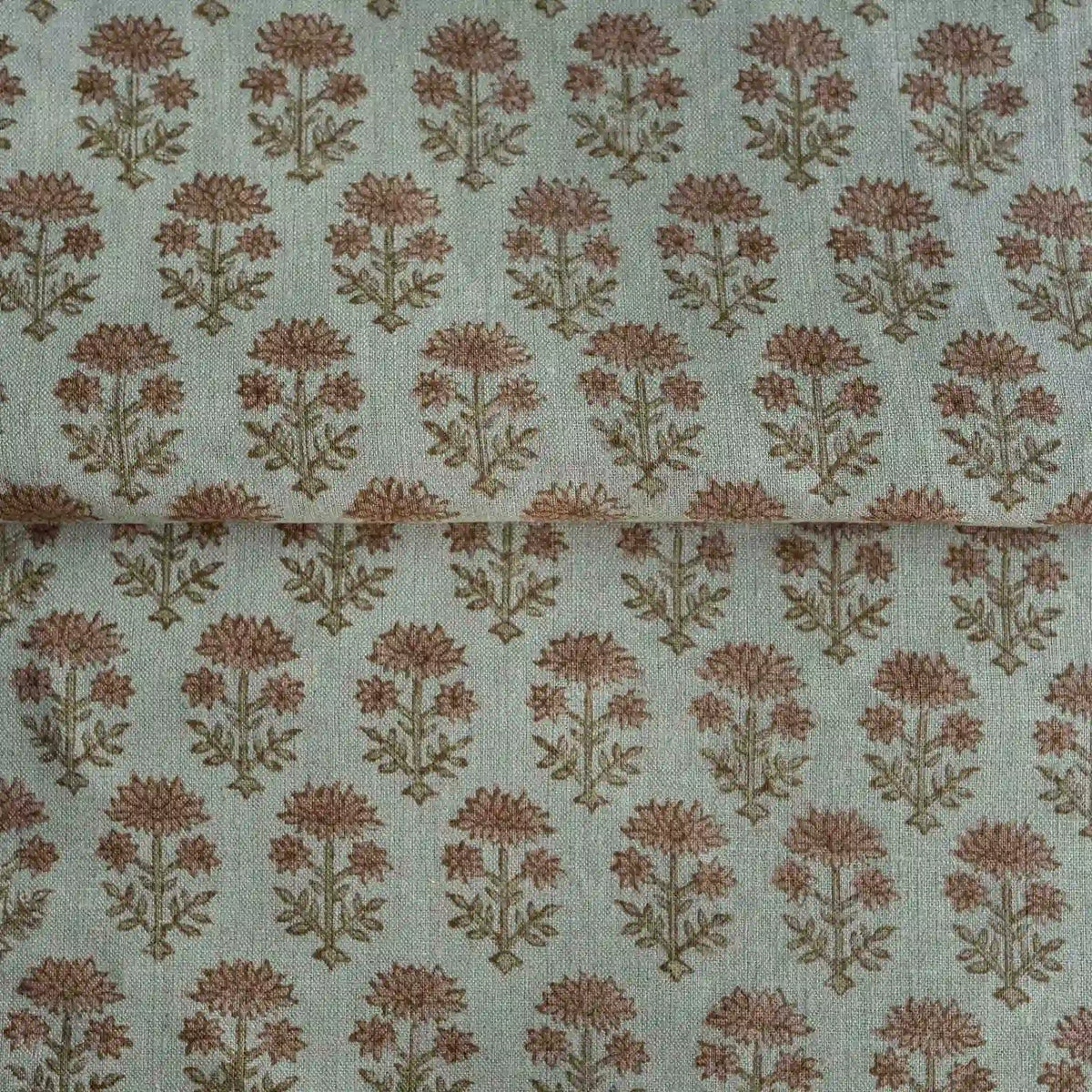Blooming Petals Natural & Blush Pink Linen Fabric