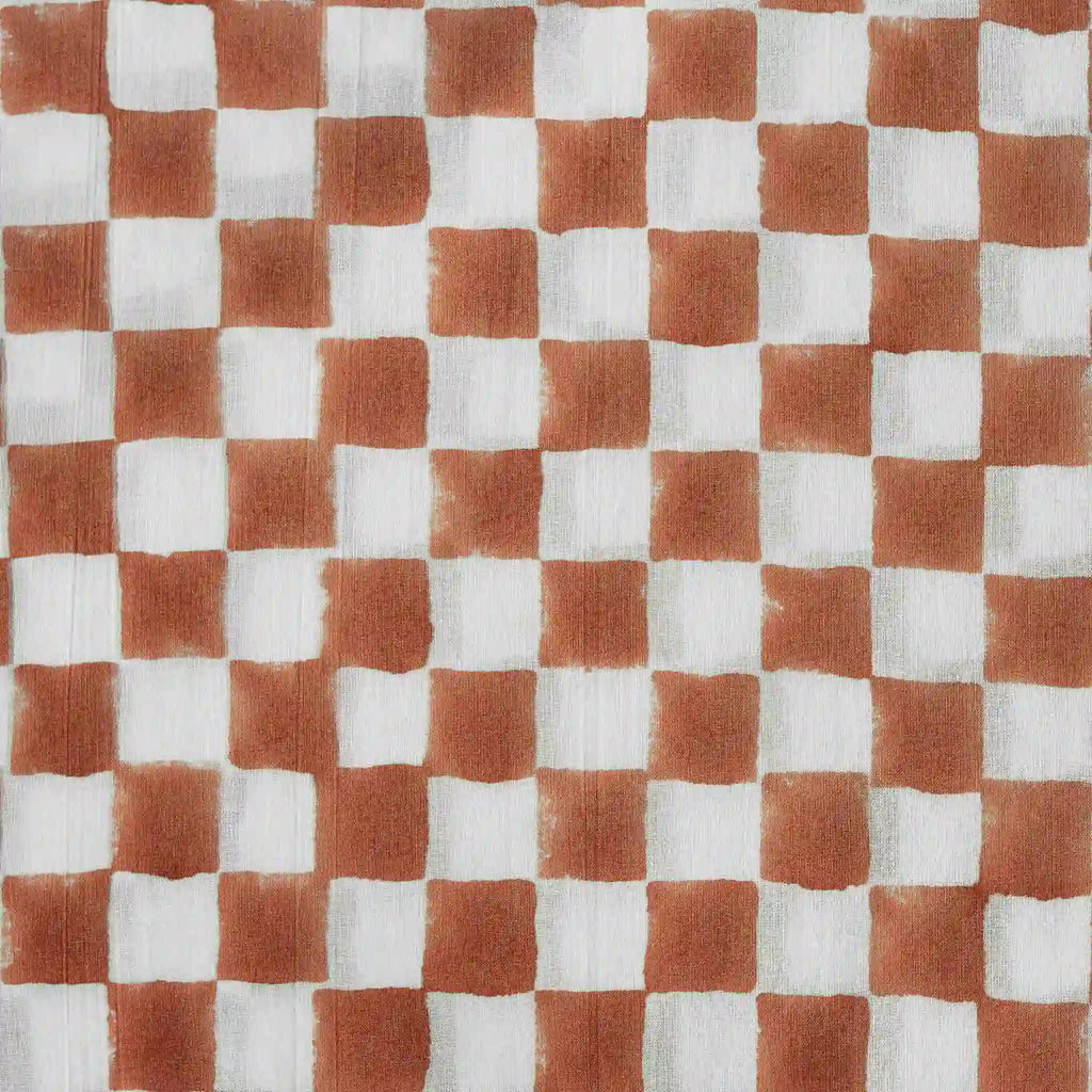 Mil House White & Rust Cotton Voile Fabric
