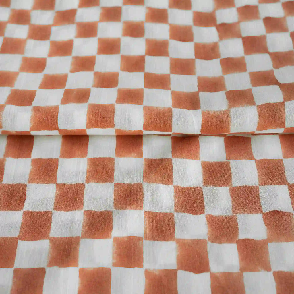 Mil House White & Rust Cotton Voile Fabric