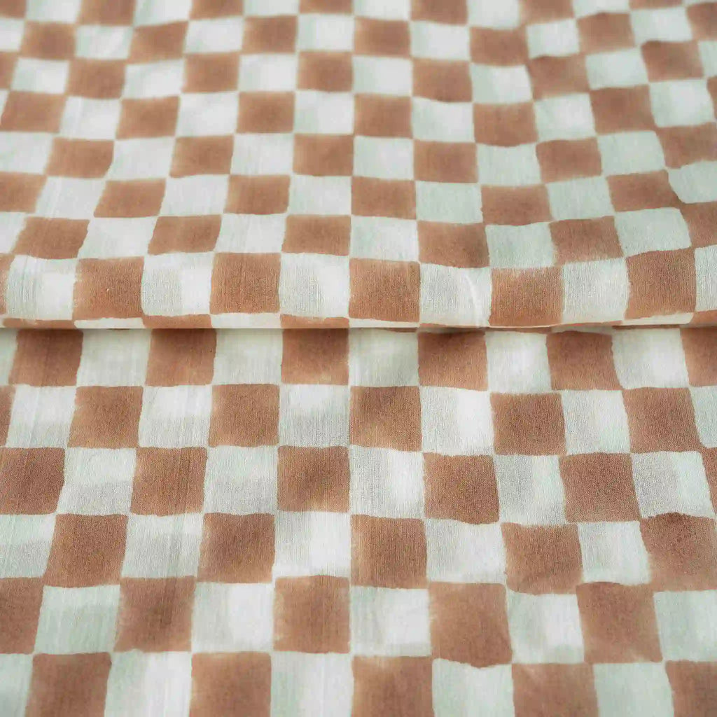 Mil House White & Salmon Pink Cotton Voile Fabric