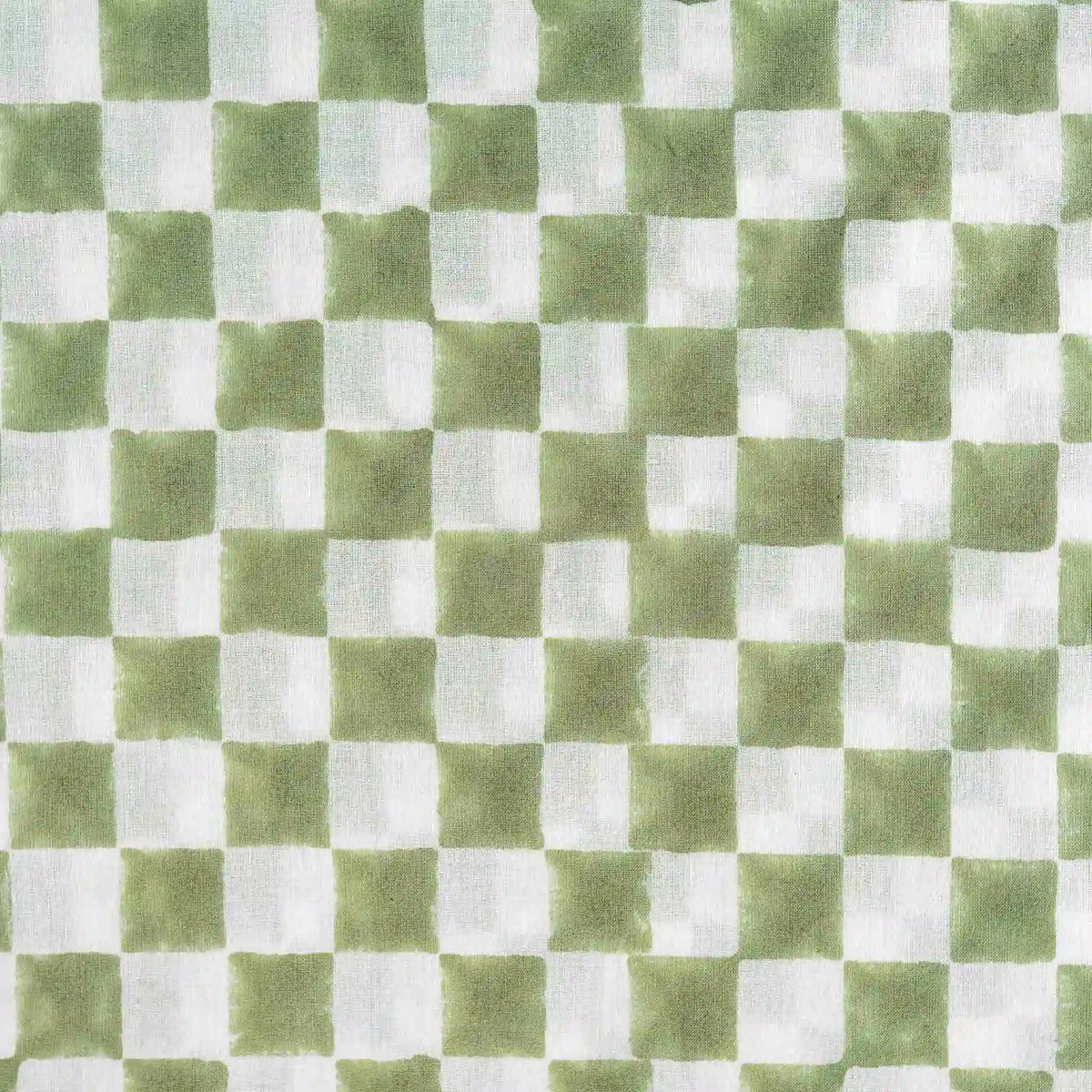 Mil House White & Sage Green Cotton Voile Fabric