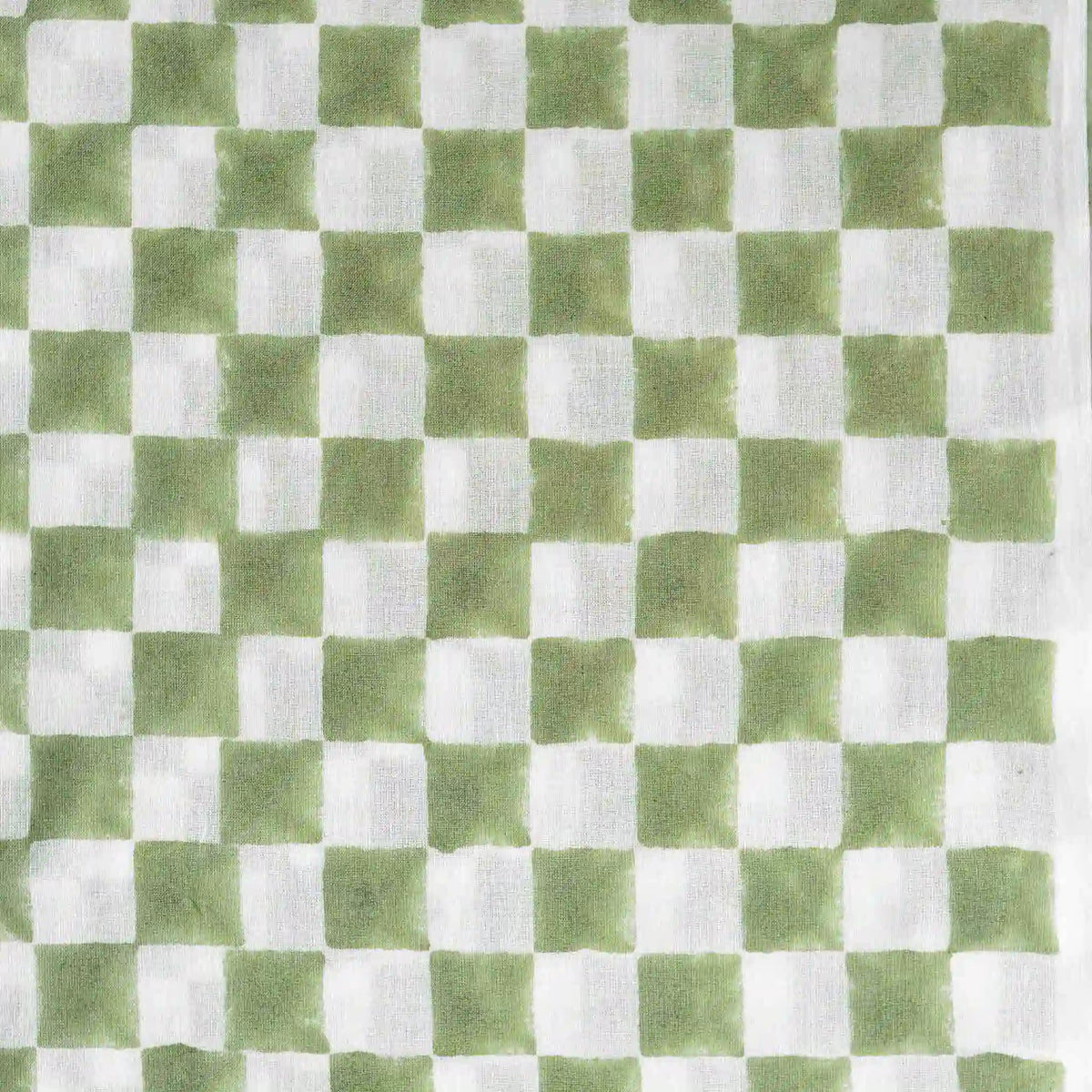 Mil House White & Sage Green Cotton Voile Fabric