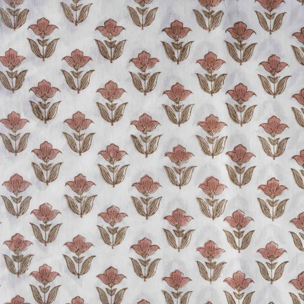 Garden Relic White & Salmon Pink Cotton Voile Fabric