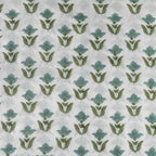 Garden Relic White & Ice Blue Cotton Voile Fabric