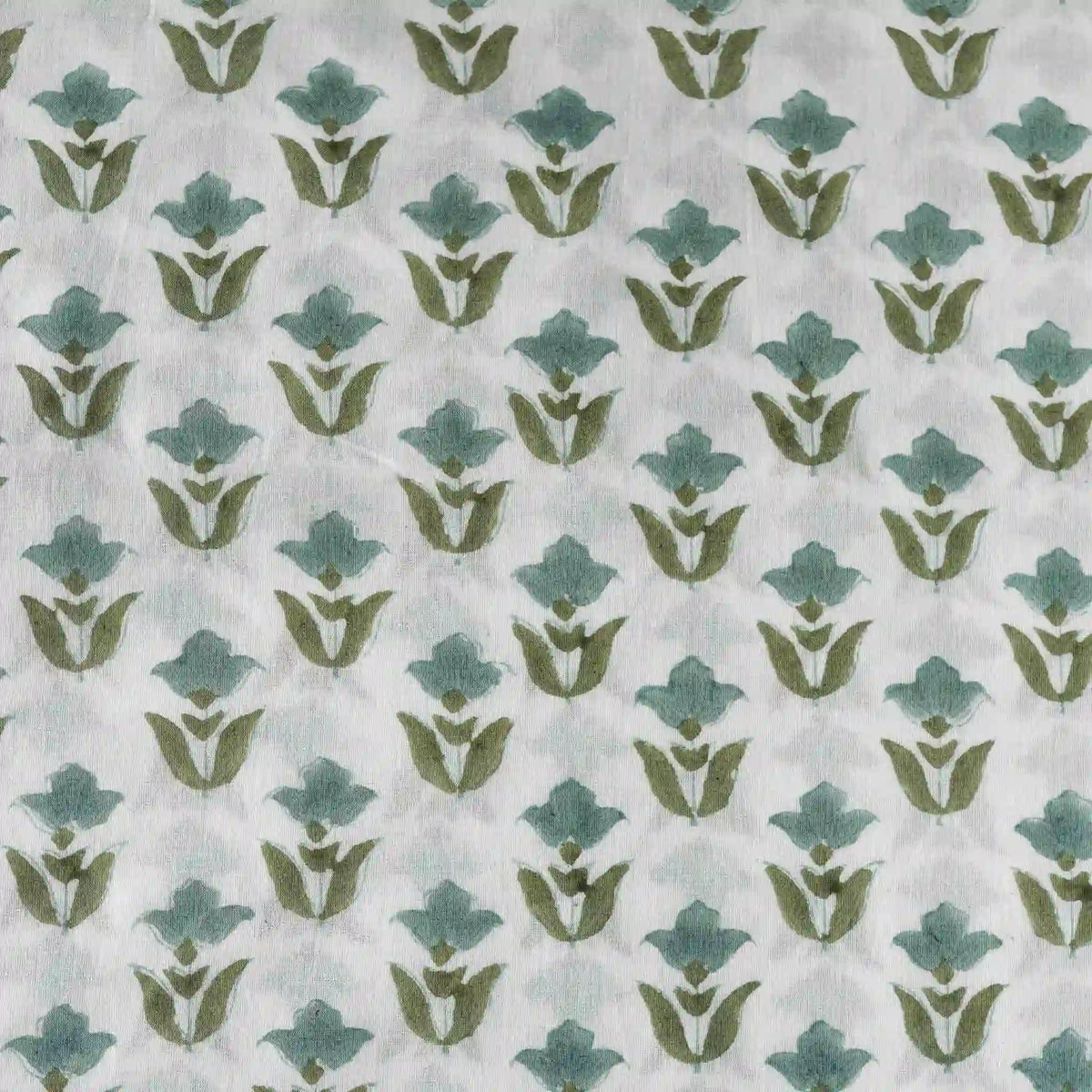 Garden Relic White & Ice Blue Cotton Voile Fabric