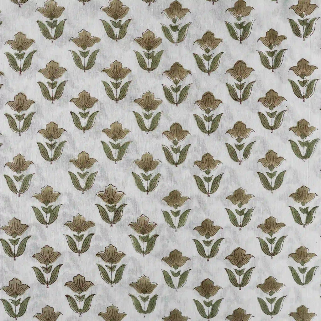 Garden Relic White & Light Beige Cotton Voile Fabric