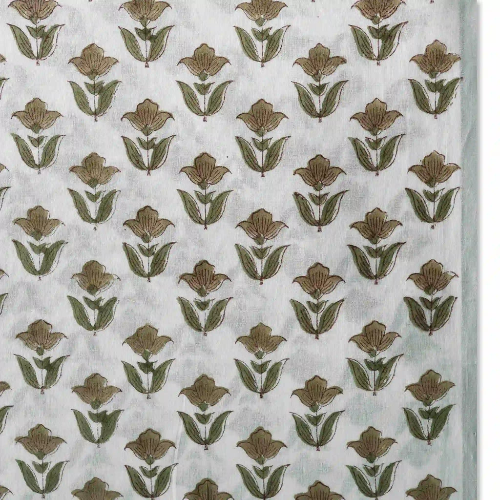 Garden Relic White & Light Beige Cotton Voile Fabric