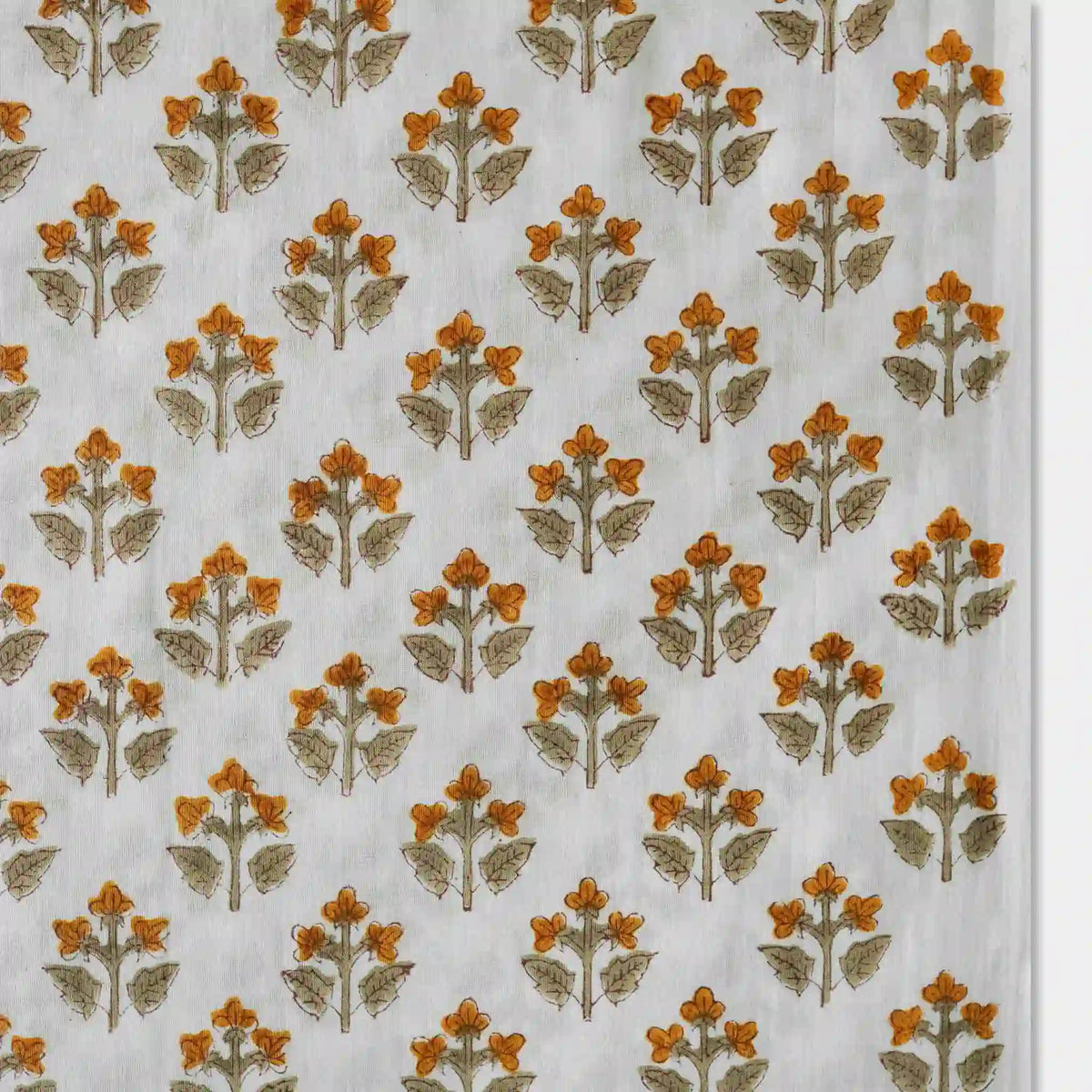 Oatfield White & Mustard Cotton Voile Fabric