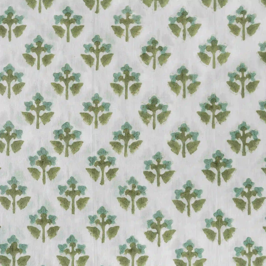 Oatfield White & Ice Blue Cotton Voile Fabric
