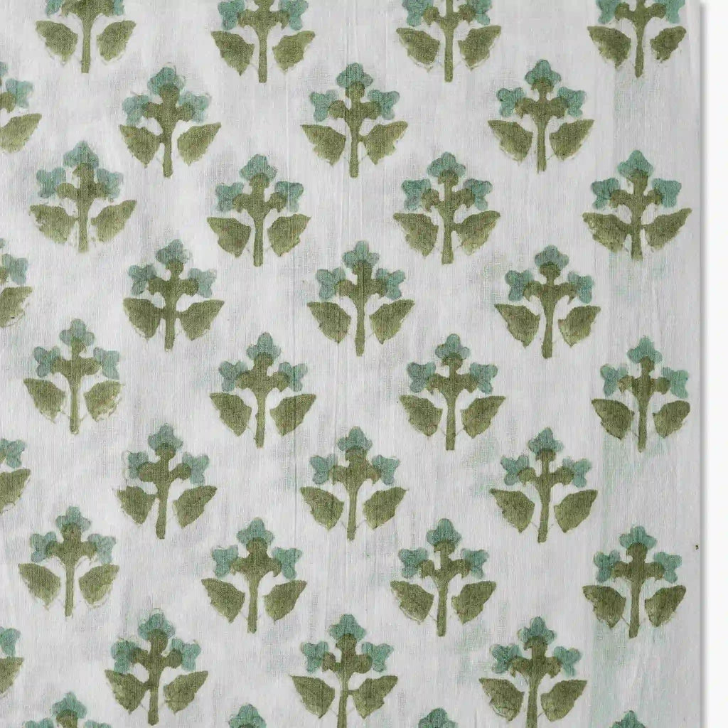Oatfield White & Ice Blue Cotton Voile Fabric