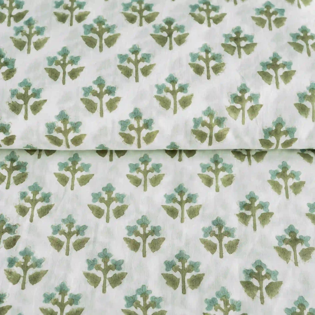 Oatfield White & Ice Blue Cotton Voile Fabric
