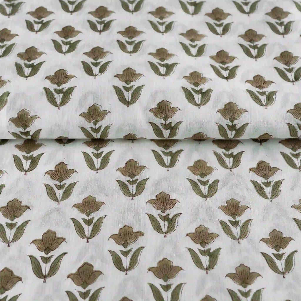 Garden Relic White & Light Beige Cotton Voile Fabric