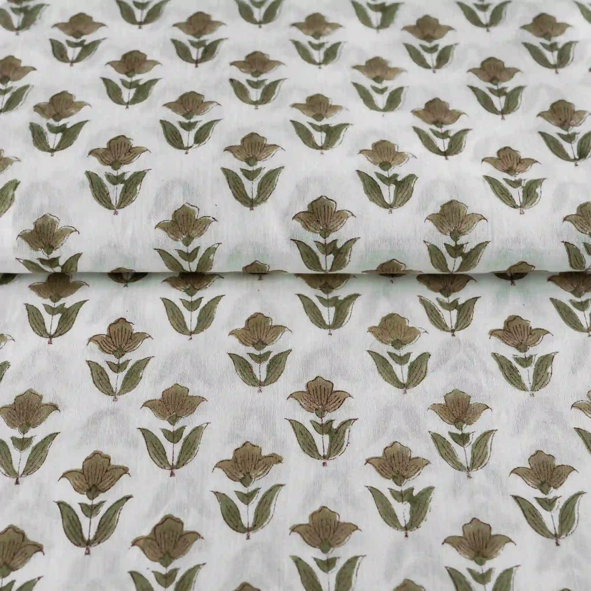 Garden Relic White & Light Beige Cotton Voile Fabric