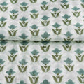 Garden Relic White & Ice Blue Cotton Voile Fabric