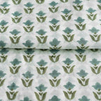 Garden Relic White & Ice Blue Cotton Voile Fabric