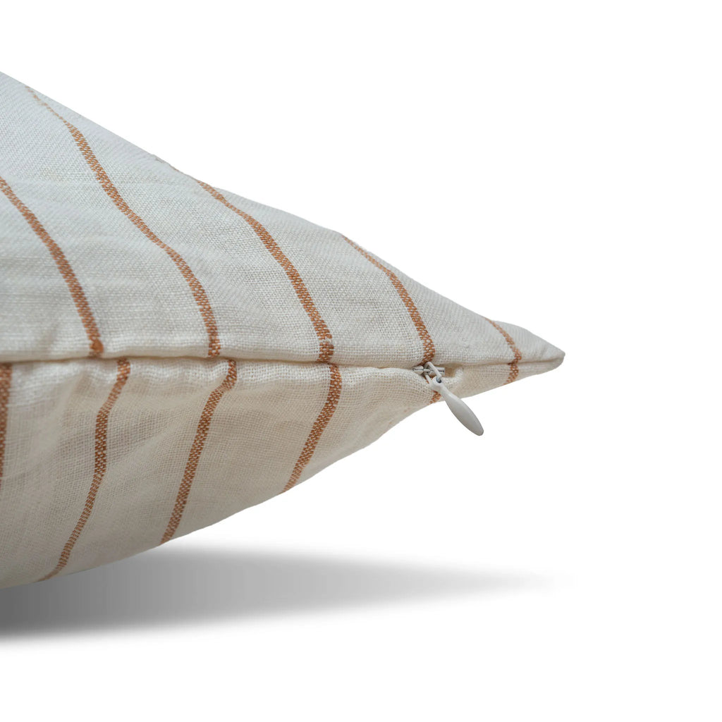 Striped Linen Brown Pillow Cover