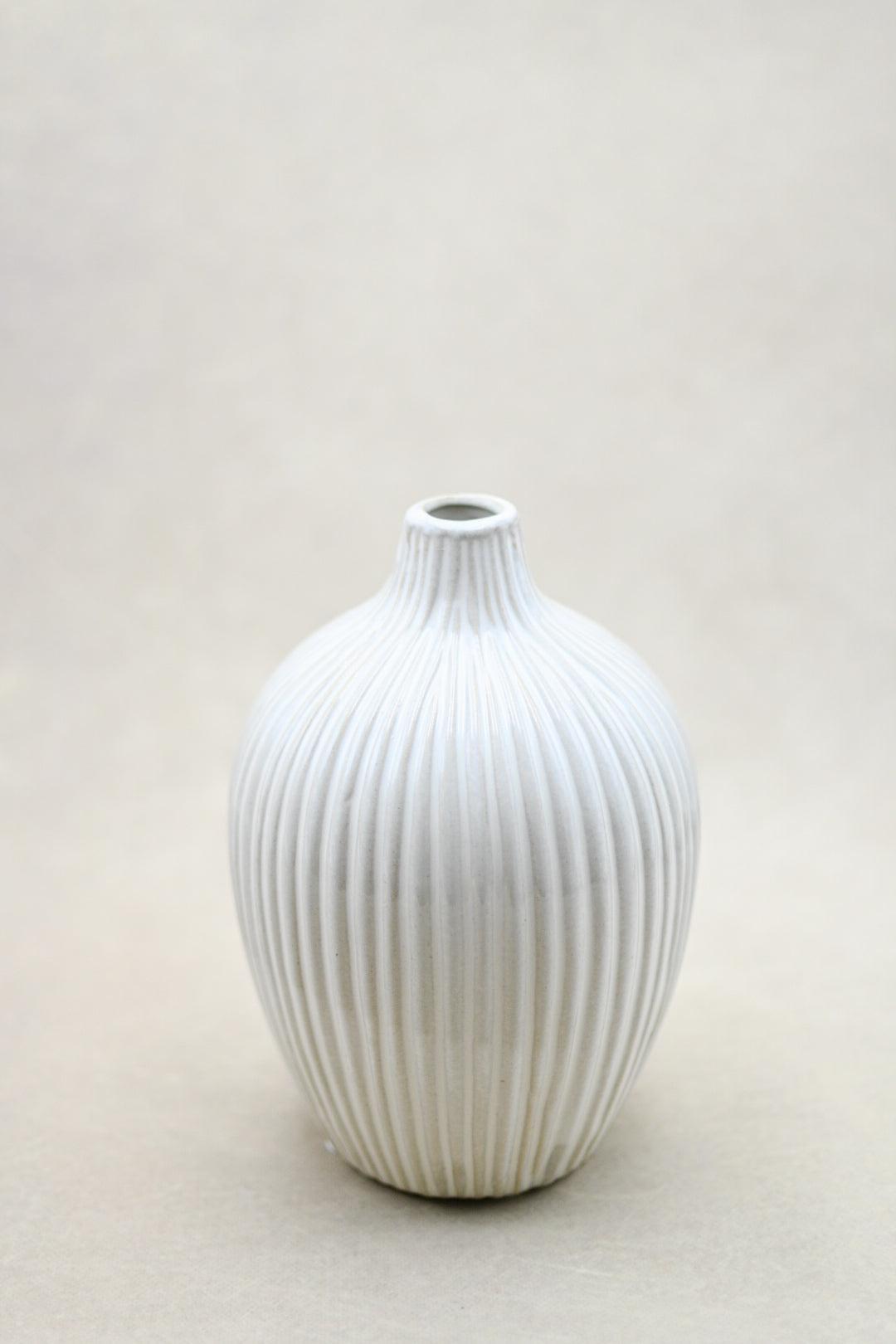 White Striped Vase Vase & Pots
